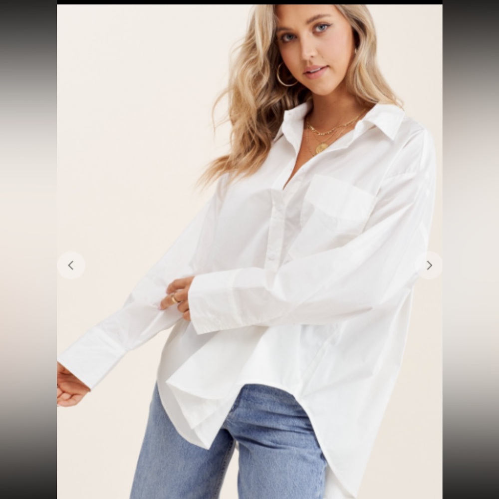 white oversized blouse